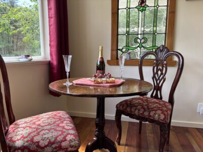 An intimate table for one or two to enjoy your meal while enjoying a glass of wine or a cuppa