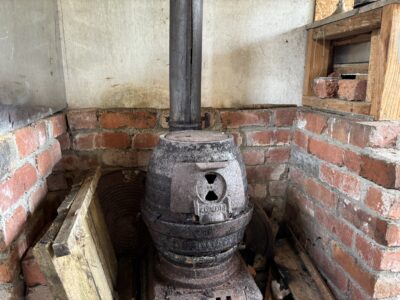 Pot belly stove inside Jack's Shack